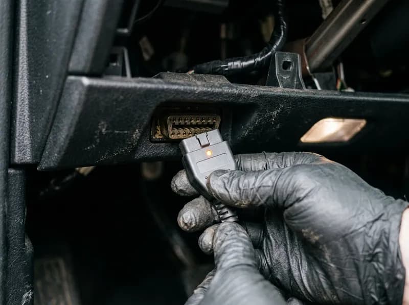 Ficha OBD a ser ligada debaixo do tablier